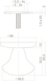 Intersteel Voordeurknop vast paddenstoel eenzijdige montage mat zwart 1