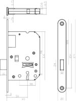 Intersteel Woningbouw klavier kastslot 55 mm rvs geborsteld 1