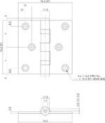 Kogellagerscharnier 76 x 76 mm met rechte hoek RVS geborsteld incl. schroeven 1