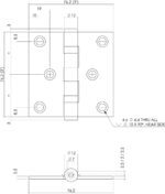 Kogellagerscharnier 76 x 76 mm met rechte hoek mat zwart incl. schroeven 1