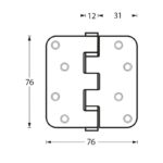 Kogellagerscharnier 76 x 76 mm met ronde hoek RVS geborsteld incl. schroeven 1