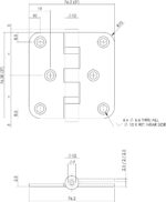 Kogellagerscharnier 76 x 76 mm met ronde hoek mat zwart incl. schroeven 1