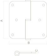 Stift paumelle DIN rechts 89 x 89 mm met ronde hoek RVS geborsteld incl. schroeven 1