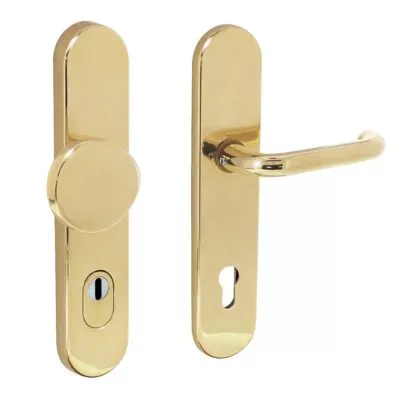 Intersteel | Veiligheidsbeslag met kerntrekbeveiliging | SKG3 PC92mm | Ovaal | Messing Gelakt