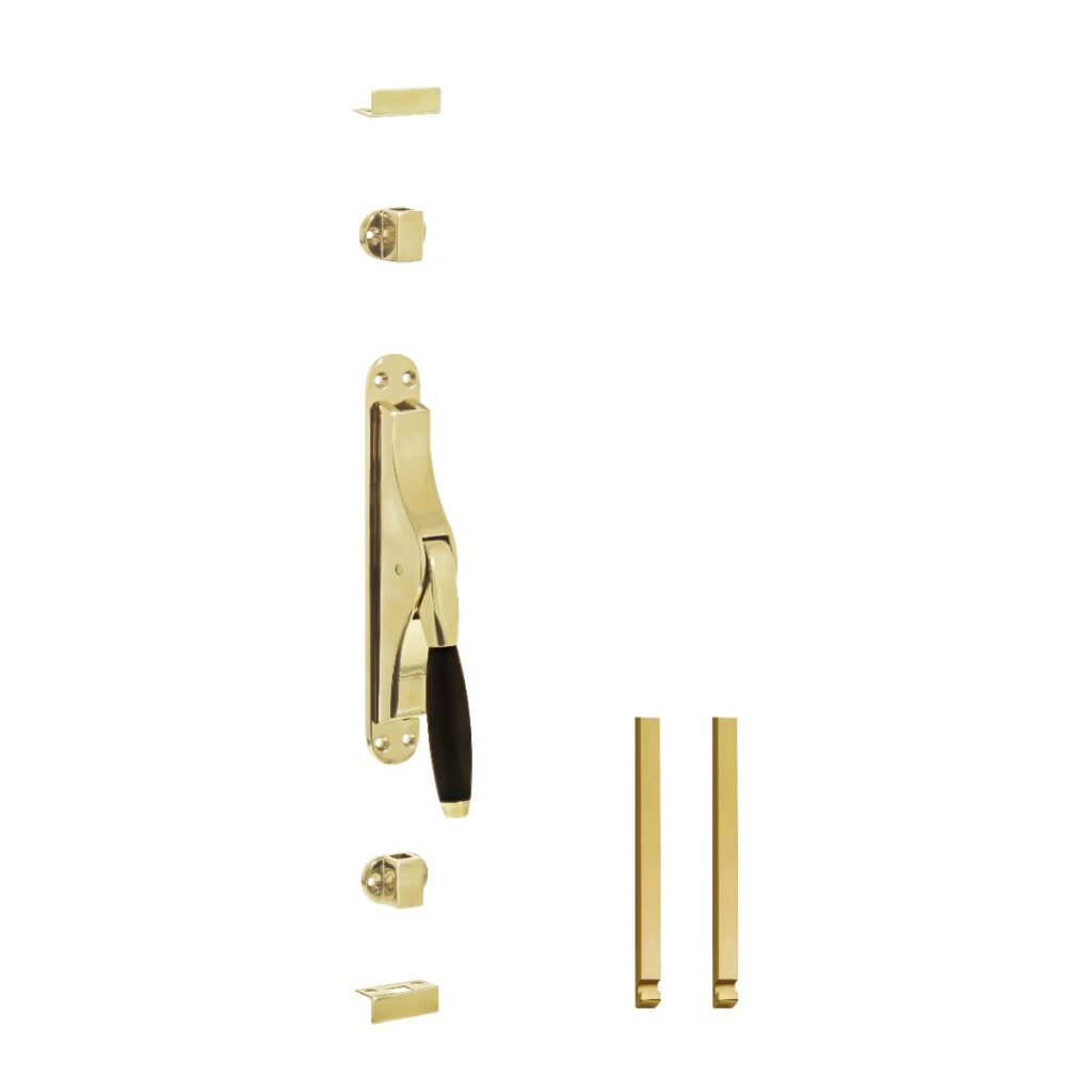 Intersteel | Pomp-espagnolet | Ton 400 met stangenset 2x1250mm | Messing Gelakt/Ebbenhout