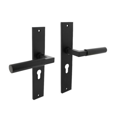 Intersteel Deurkruk Bau-Stil op schild 245×45 mm profielcilindergat 55 mm mat zwart