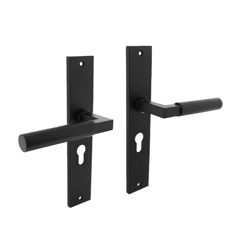 Intersteel Deurkruk Bau-Stil op schild 245×45 mm profielcilindergat 55 mm mat zwart