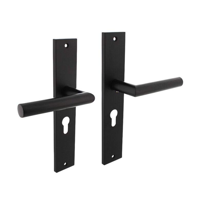 Intersteel Deurkruk Bastian op schild 245×45 mm profielcilindergat 55 mm mat zwart