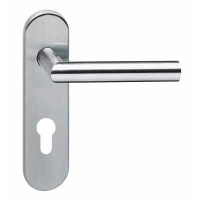 Intersteel Deurkruk Hoek 90° brandvertragend 9mm op kortschild profielcilindergat 72 mm rvs