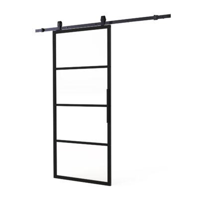 Intersteel DIY-schuifdeur Cubo zwart incl. transparant glas 2350x980x28mm + zwart ophangsysteem Basic Top