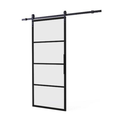 Intersteel DIY-schuifdeur Cubo zwart incl. matglas 980x2350x28mm + zwart ophangsysteem Basic