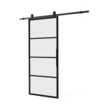 Intersteel DIY-schuifdeur Cubo zwart incl. matglas 2350x980x28mm + zwart ophangsysteem Basic Top