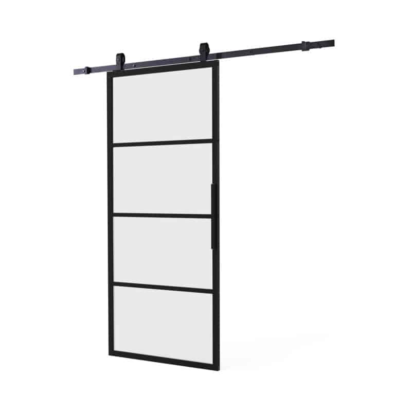 Intersteel DIY-schuifdeur Cubo zwart incl. matglas 2350x980x28mm + zwart ophangsysteem Basic Top