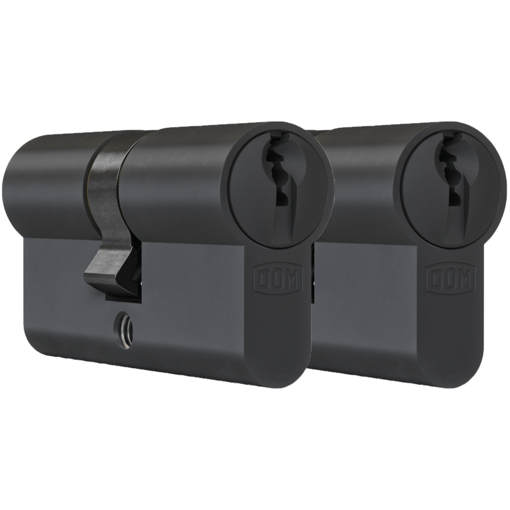 DOM plura cilinders mat zwart 2 gelijksluitend