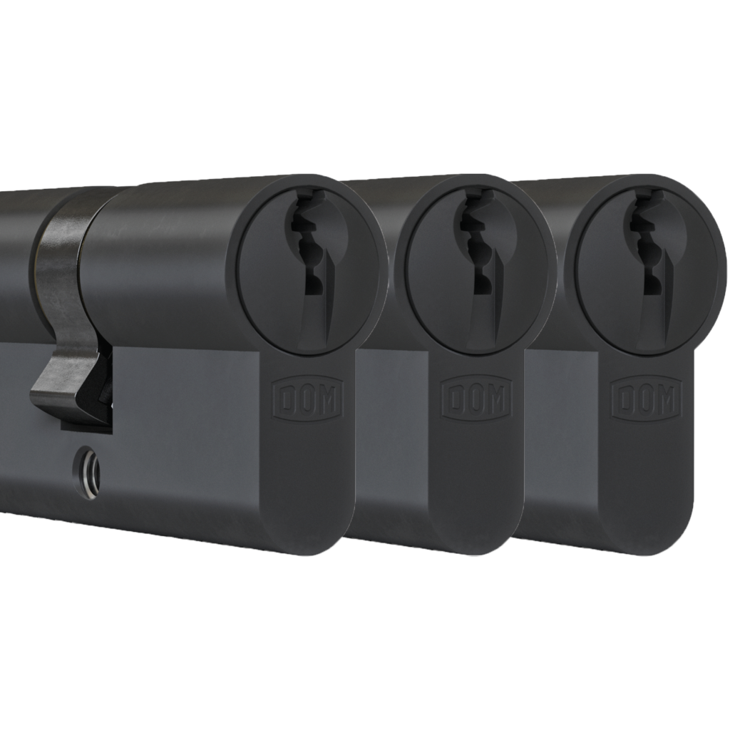 DOM plura cilinders zwart 3 gelijksluitend