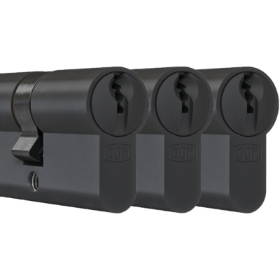 DOM plura cilinders zwart 3 gelijksluitend