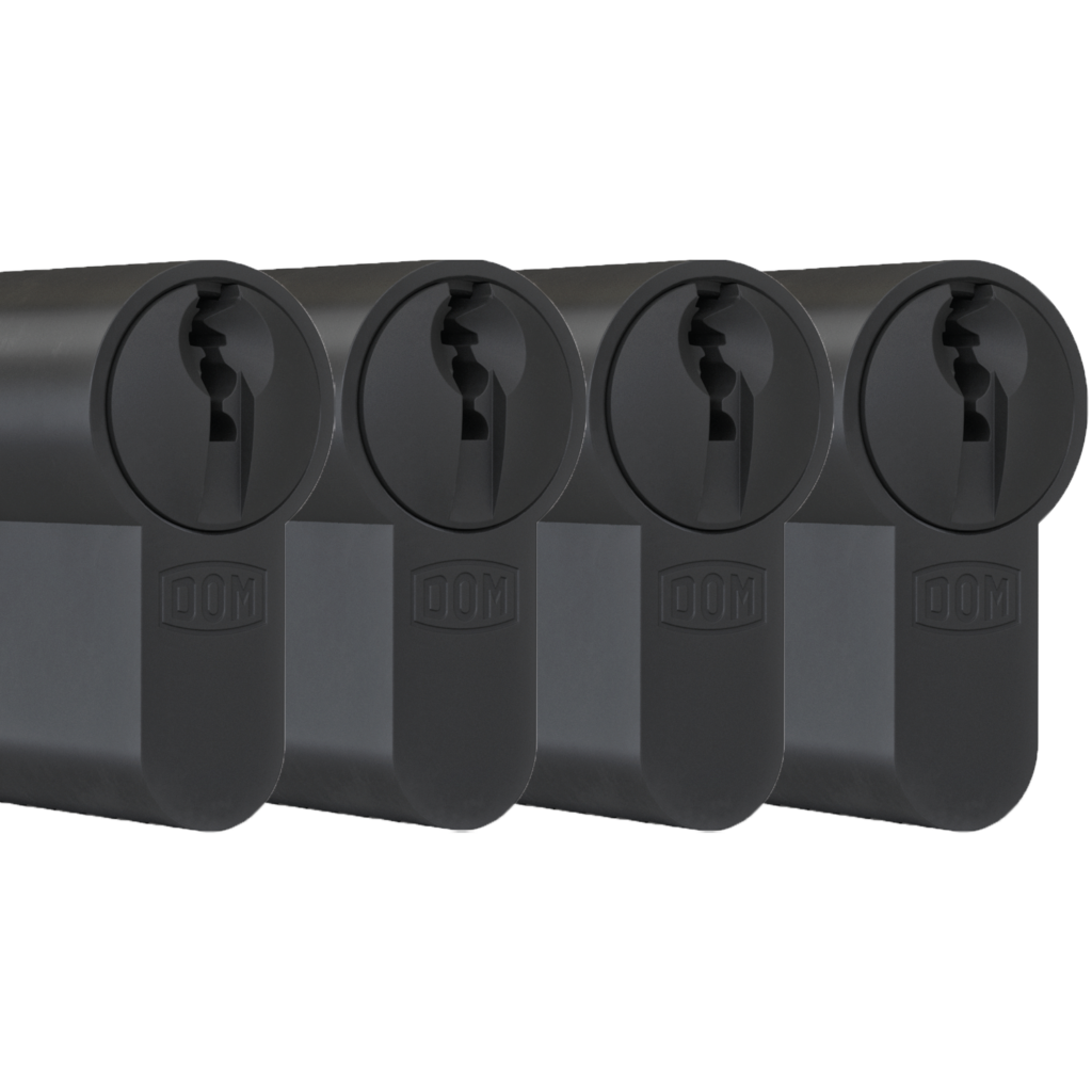 DOM plura cilinders zwart 4 gelijksluitende