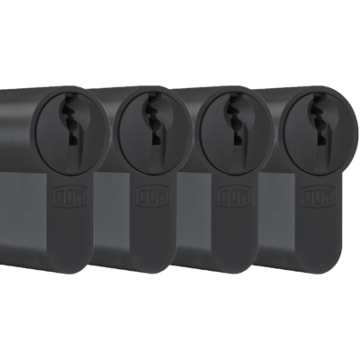 DOM plura cilinders zwart 4 gelijksluitende