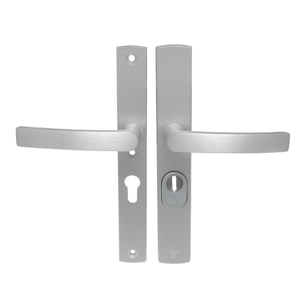 AXA | Veiligheidsbeslag Curve Plus | Smal kruk Blok | PC55 | Anti-kerntrek | Aluminium naturel