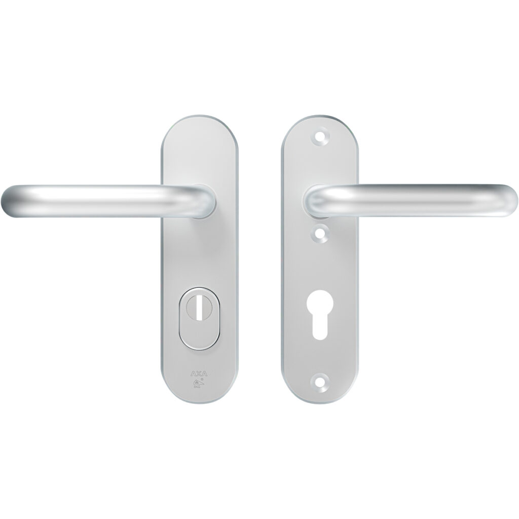 AXA | Veiligheidsbeslag Oval Plus | Kort kruk U | PC72 | Anti-kerntrek | Aluminium naturel