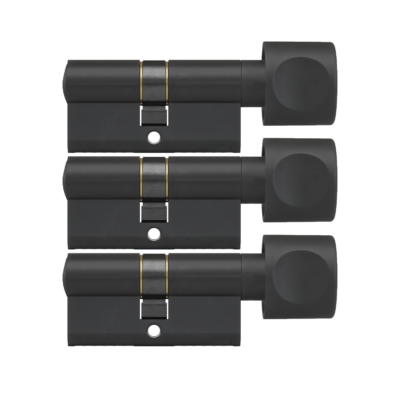 Zwarte knop cilinder DOM 3 gelijksluitende