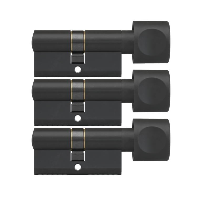 Zwarte knop cilinder DOM 3 gelijksluitende