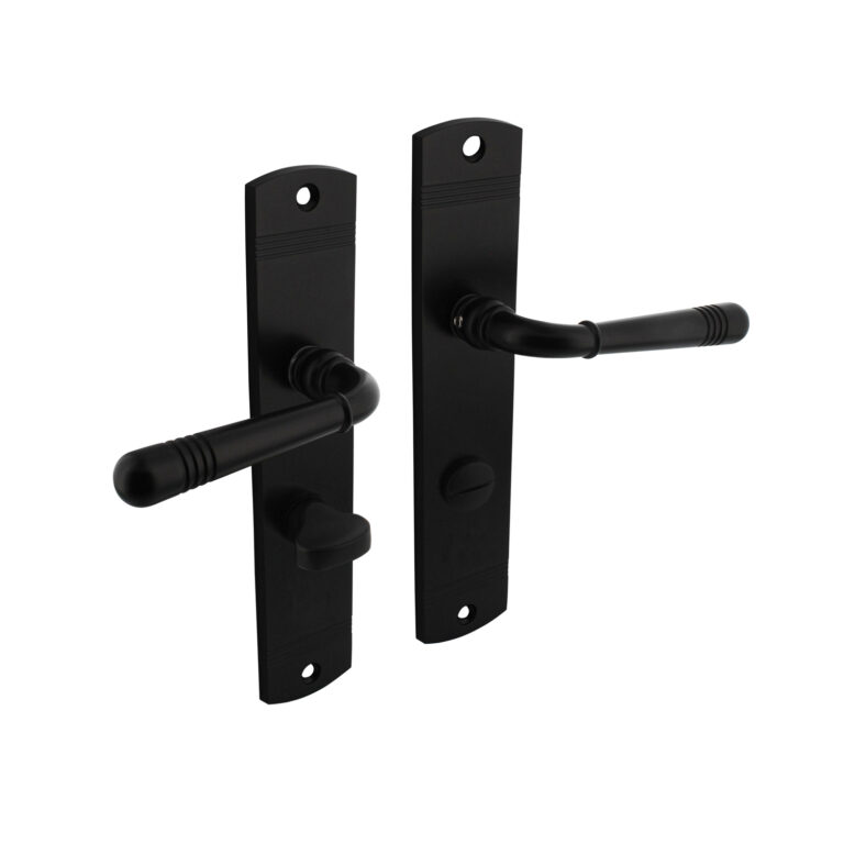 Deurkruk Helena op schild met toiletsluiting - WC63/8MM - mat zwart