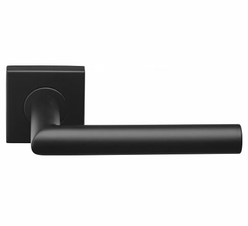 Deurkruk Acantha | geveerd rozet | Zwart mat