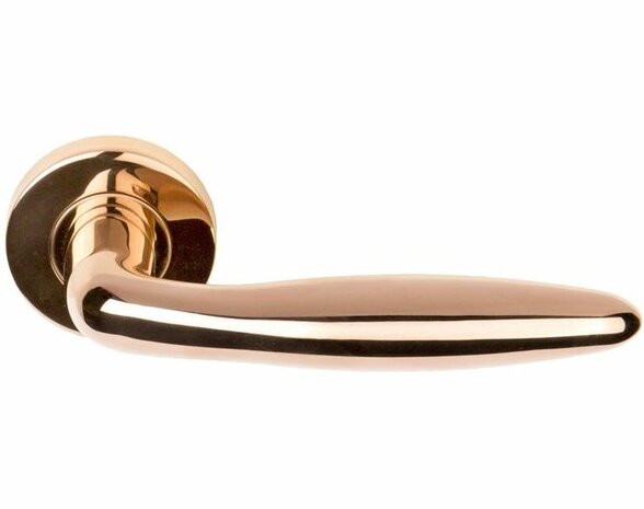 Formani | Deurkruk BASICS LBXVIII op ronde rozet | PVD Gepolijst Koper