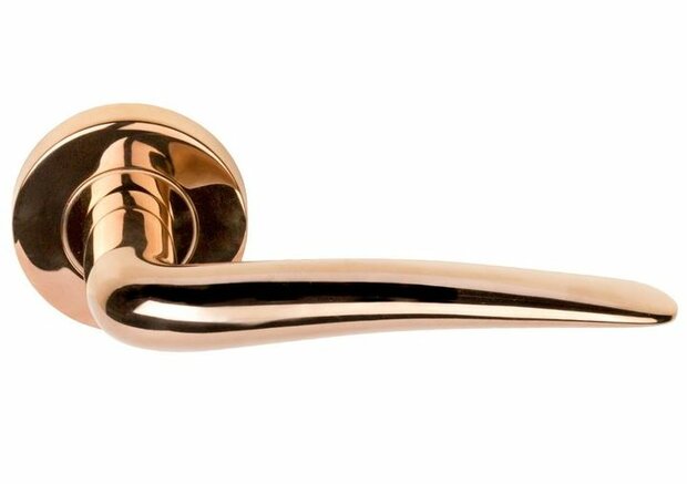 Formani | Deurkruk BASICS LBXX op ronde rozet | PVD Gepolijst Koper