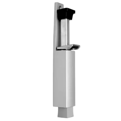 Deurvastzetter voetstift Luxe 32x207 mm schootuitslag 60 mm deur tot 80 kg stang staal verzinkt huis zamac zilver