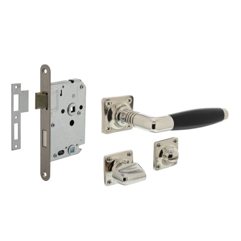 0018.023799 Deurbeslag set toiletslot 63/8 rvs met deurkruk Ton basic en WC-sluiting nikkel