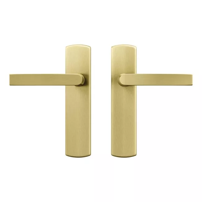 AXA Binnendeurbeslag Curve Klik kruk Goud – Deurkruk op blind schild