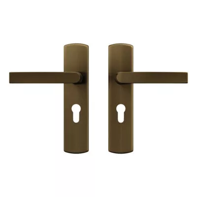 AXA Binnendeurbeslag Curve Klik kruk PC55 Brons – Deurkruk op schild PC55 Brons