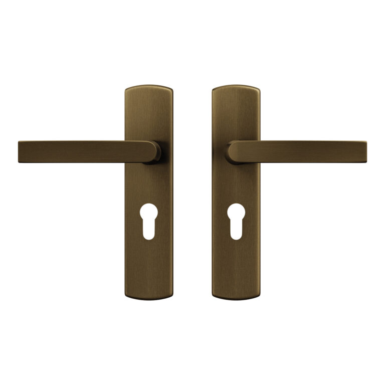 AXA Binnendeurbeslag Curve Klik kruk PC55 Brons – Deurkruk op schild PC55 Brons