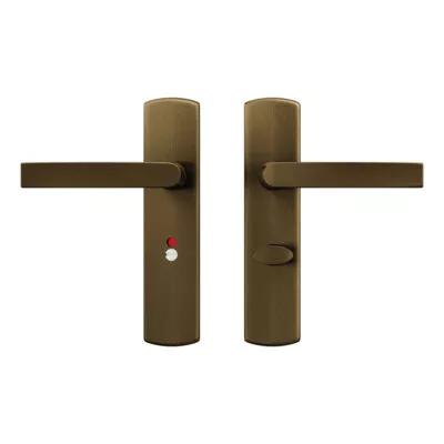 AXA Binnendeurbeslag Curve Klik kruk Blok Toilet 63-8 Brons - Deurkruk op schild