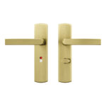 AXA Binnendeurbeslag Curve Klik kruk Toilet 63-8 Goud – Deurkruk op schild toilet