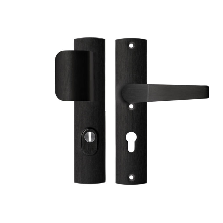 AXA | Veiligheidsbeslag Premium D-duwer+kruk Arrow | PC72 | Anti-kerntrek | Omkeerbaar | 242x52x13 | Alu | Zwart | SKG3