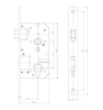 Veiligheidsinsteekslot PC72 SKG**® rechte voorplaat RVS 0160.295.7000 lijntekening