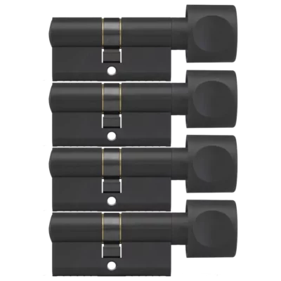 DOM Zwarte knopcilinder Plura 30/30mm - SKG 3 sterren - 4 gelijksluitende knopcilinders