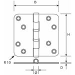 Dulimex Kogellagerscharnier ronde hoeken 76x76 mm zwart gelakt