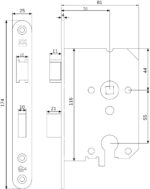 Dulimex Veiligheidsinsteekslot PC55 SKG**® ronde voorplaat RVS lijntekening