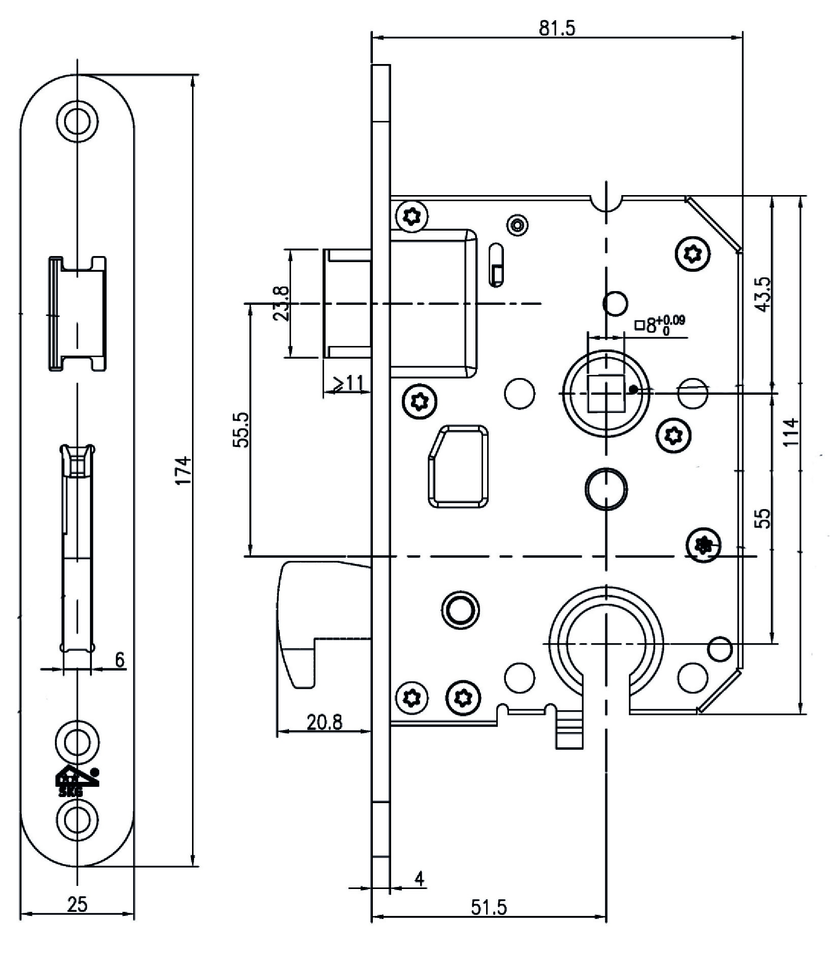 T0160.295.6050 Dulimex Veiligheidsinsteekhaakslot PC55 SKG**® rechte voorplaat RVS met haak, dagschoot, dagschoot omdraaien, dagschoot afstellen, dagschoot online kopen, dagschoot deur, dagschoot blijft hangen