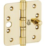 WALLEBROEK MI SATORI 00.4060.90 VEILIGHEIDSSCHARNIER RONDE HOEK 89X89 MM MESSING GEPOLIJST ONGELAKT VLAK W0200.4060.90, deurbeslag, deurbeslag veiligheid, veiligheid deurbeslag, veiligheid, veiligheidsbeslag