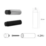 D4E RVS DEURSTOP BUISMODEL 55MM RUBBER DOP ZWART