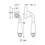 Artitec Mi Satori SKG2 Draaikiep sluiting Nouveau ebben/smal Rechts messing gelakt