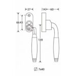 Artitec Mi Satori SKG2 Draaikiep sluiting Bonton Palissander/smal Rechts messing ongelakt