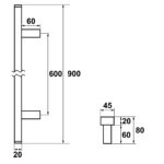 lijntekening Deurgreep Amsterdam recht 900 6010-09-11