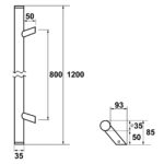 AXA Deurgreep Montreal schuin 1200 Aluminum