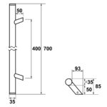 AXA Deurgreep Montreal schuin 700 Aluminum